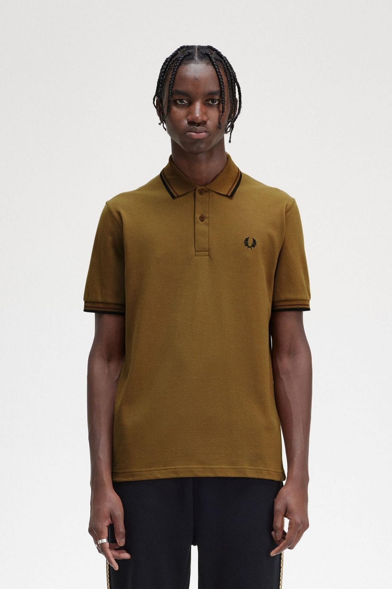 Fred Perry M12 Fred Perry Shirt Herren Dunkelbraun Schwarz | CHJVR87963